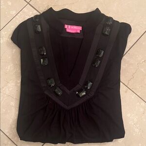 BCBGMaxAzria Black Embellished Blouse